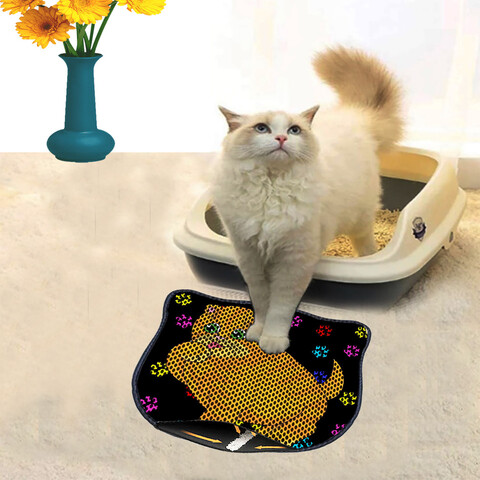 Covoras litiera pentru colectarea granulelor de nisip, Paws & Whiskers, Kdkafa0101, 50% PVC/50% poliester, Multicolor