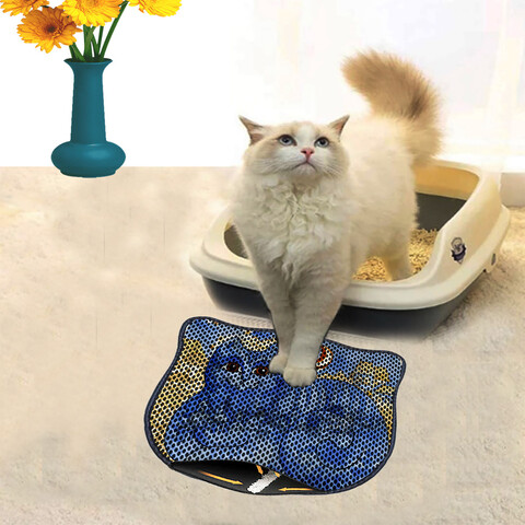 Covoras litiera pentru colectarea granulelor de nisip, Paws & Whiskers, Kdkafa0117, 50% PVC/50% poliester, Multicolor