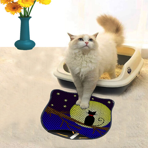 Covoras litiera pentru colectarea granulelor de nisip, Paws & Whiskers, Kdkafa0126, 50% PVC/50% poliester, Multicolor