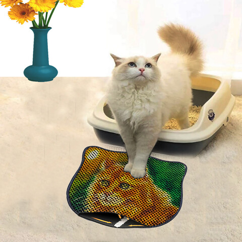 Covoras litiera pentru colectarea granulelor de nisip, Paws & Whiskers, Kdkafa0130, 50% PVC/50% poliester, Multicolor