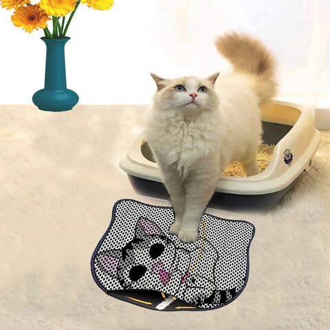 Covoras litiera pentru colectarea granulelor de nisip, Paws & Whiskers, Kdkafa0138, 50% PVC/50% poliester, Multicolor