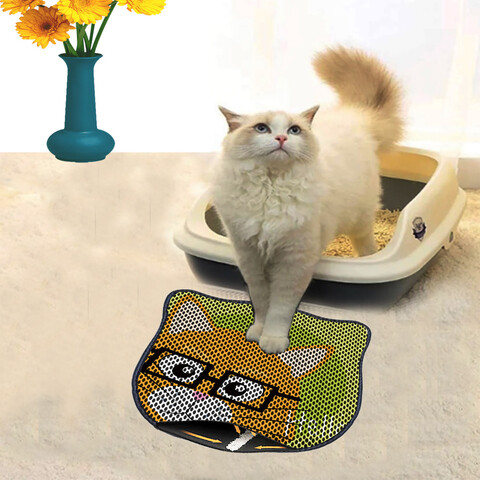 Covoras litiera pentru colectarea granulelor de nisip, Paws & Whiskers, Kdkafa0144, 50% PVC/50% poliester, Multicolor