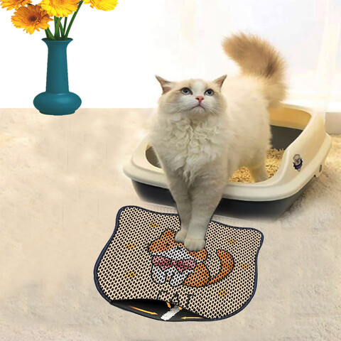 Covoras litiera pentru colectarea granulelor de nisip, Paws & Whiskers, Kdkafa0148, 50% PVC/50% poliester, Multicolor