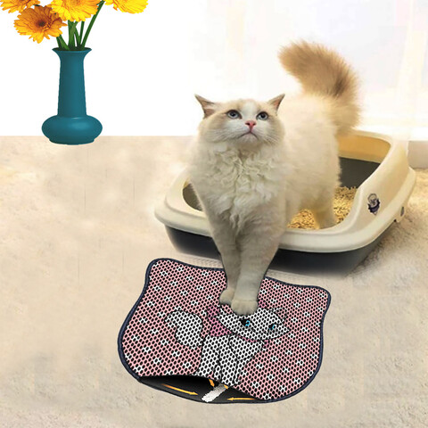 Covoras litiera pentru colectarea granulelor de nisip, Paws & Whiskers, Kdkafa0150, 50% PVC/50% poliester, Multicolor