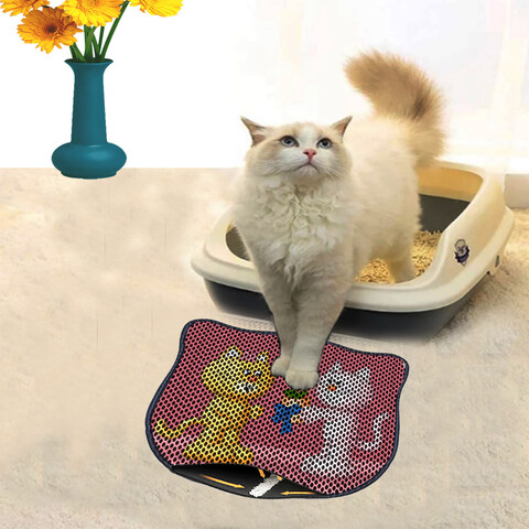 Covoras litiera pentru colectarea granulelor de nisip, Paws & Whiskers, Kdkafa0151, 50% PVC/50% poliester, Multicolor