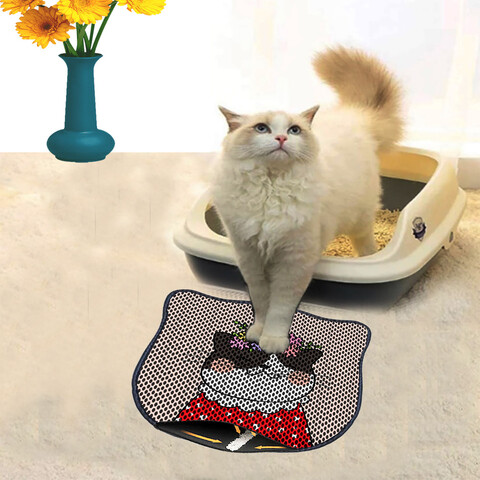 Covoras litiera pentru colectarea granulelor de nisip, Paws & Whiskers, Kdkafa0160, 50% PVC/50% poliester, Multicolor