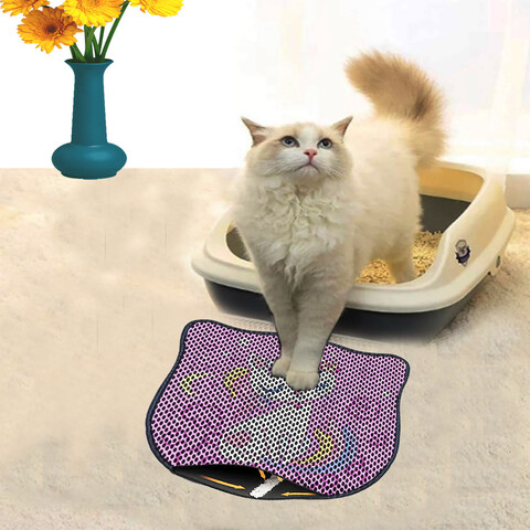 Covoras litiera pentru colectarea granulelor de nisip, Paws & Whiskers, Kdkafa0161, 50% PVC/50% poliester, Multicolor