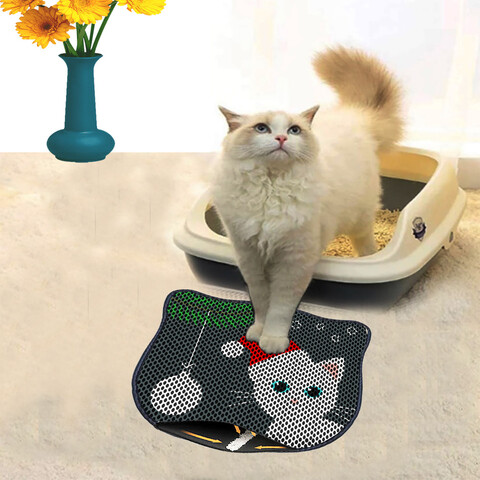 Covoras litiera pentru colectarea granulelor de nisip, Paws & Whiskers, Kdkafa0185, 50% PVC/50% poliester, Multicolor