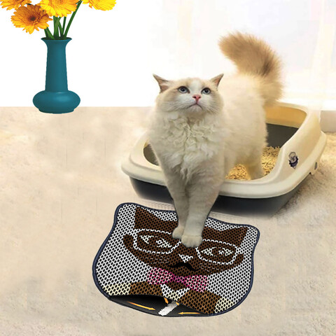 Covoras litiera pentru colectarea granulelor de nisip, Paws & Whiskers, Kdkafa0187, 50% PVC/50% poliester, Multicolor