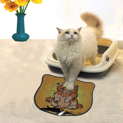 Covoras litiera pentru colectarea granulelor de nisip, Paws & Whiskers, Kdkafa0194, 50% PVC/50% poliester, Multicolor