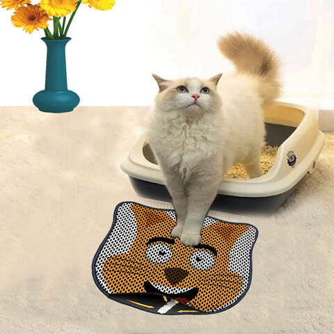 Covoras litiera pentru colectarea granulelor de nisip, Paws & Whiskers, Kdkafa0196, 50% PVC/50% poliester, Multicolor