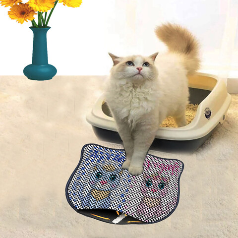 Covoras litiera pentru colectarea granulelor de nisip, Paws & Whiskers, Kdkafa0197, 50% PVC/50% poliester, Multicolor