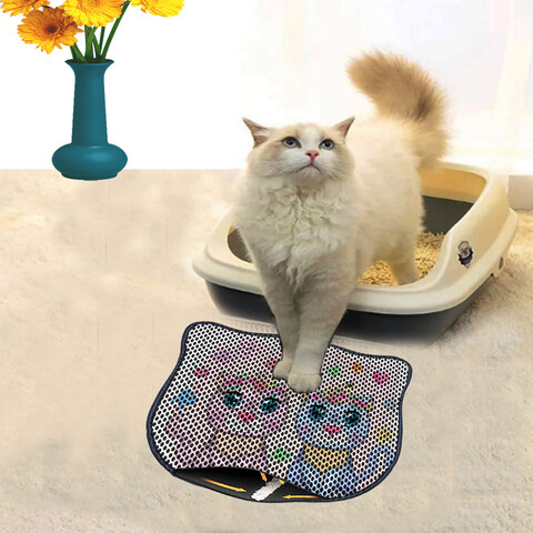 Covoras litiera pentru colectarea granulelor de nisip, Paws & Whiskers, Kdkafa0199, 50% PVC/50% poliester, Multicolor