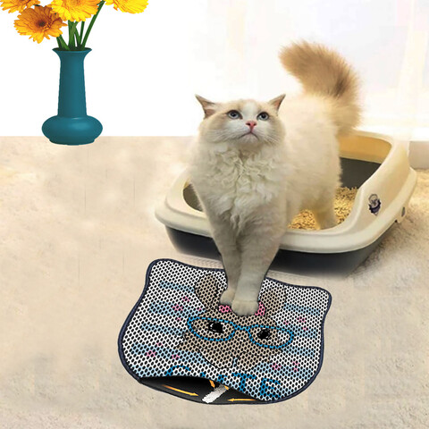 Covoras litiera pentru colectarea granulelor de nisip, Paws & Whiskers, Kdkafa0207, 50% PVC/50% poliester, Multicolor