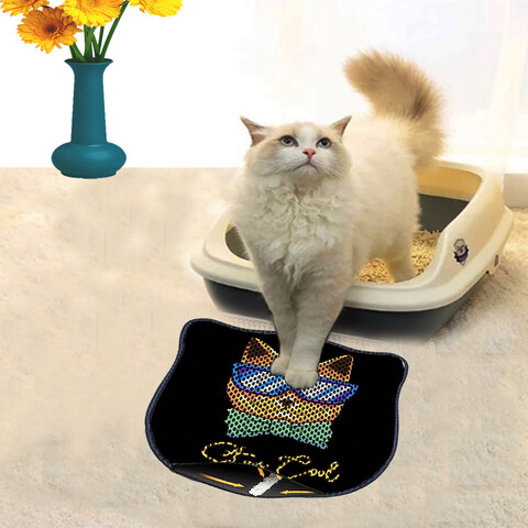 Covoras litiera pentru colectarea granulelor de nisip, Paws & Whiskers, Kdkafa0222, 50% PVC/50% poliester, Multicolor