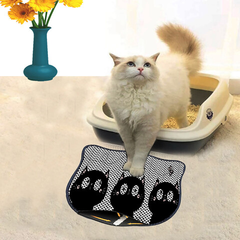 Covoras litiera pentru colectarea granulelor de nisip, Paws & Whiskers, Kdkafa0225, 50% PVC/50% poliester, Multicolor