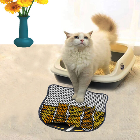 Covoras litiera pentru colectarea granulelor de nisip, Paws & Whiskers, Kdkafa0229, 50% PVC/50% poliester, Multicolor