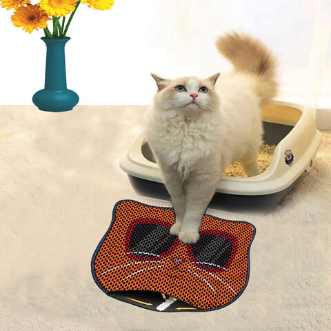 Covoras litiera pentru colectarea granulelor de nisip, Paws & Whiskers, Kdkafa0234, 50% PVC/50% poliester, Multicolor