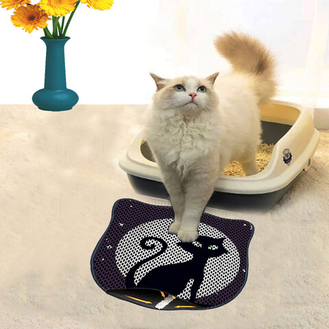 Covoras litiera pentru colectarea granulelor de nisip, Paws & Whiskers, Kdkafa0242, 50% PVC/50% poliester, Multicolor