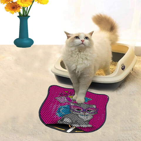 Covoras litiera pentru colectarea granulelor de nisip, Paws & Whiskers, Kdkafa0244, 50% PVC/50% poliester, Multicolor