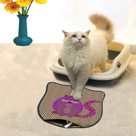 Covoras litiera pentru colectarea granulelor de nisip, Paws & Whiskers, Kdkafa0249, 50% PVC/50% poliester, Multicolor