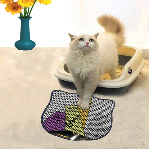 Covoras litiera pentru colectarea granulelor de nisip, Paws & Whiskers, Kdkafa0250, 50% PVC/50% poliester, Multicolor