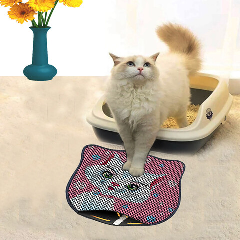 Covoras litiera pentru colectarea granulelor de nisip, Paws & Whiskers, Kdkafa0252, 50% PVC/50% poliester, Multicolor