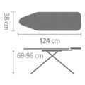 Masa de calcat, Brabantia B, Ecru, 124x38 cm, 7 pozitii de reglare, otel/bumbac