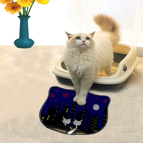 Covoras litiera pentru colectarea granulelor de nisip, Paws & Whiskers, Kdkafa0254, 50% PVC/50% poliester, Multicolor