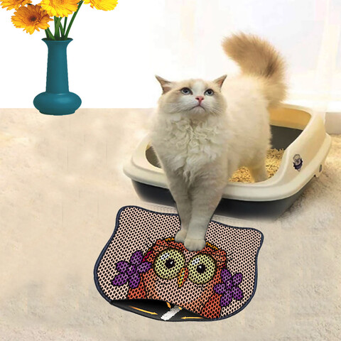 Covoras litiera pentru colectarea granulelor de nisip, Paws & Whiskers, Kdkafa0259, 50% PVC/50% poliester, Multicolor