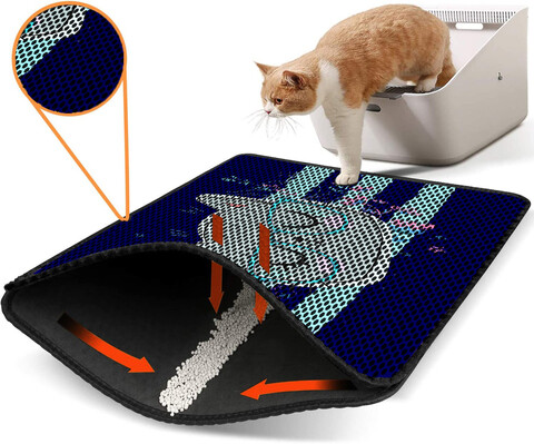 Covoras litiera pentru colectarea granulelor de nisip, Paws & Whiskers, Nrszn0001, 50% PVC/50% poliester, Multicolor