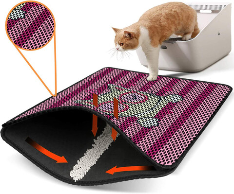 Covoras litiera pentru colectarea granulelor de nisip, Paws & Whiskers, Nrszn0002, 50% PVC/50% poliester, Multicolor