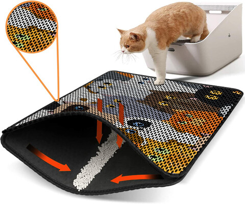 Covoras litiera pentru colectarea granulelor de nisip, Paws & Whiskers, Nrszn0008, 50% PVC/50% poliester, Multicolor