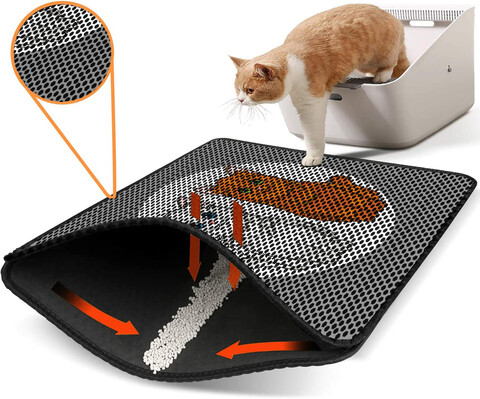 Covoras litiera pentru colectarea granulelor de nisip, Paws & Whiskers, Nrszn0017, 50% PVC/50% poliester, Multicolor