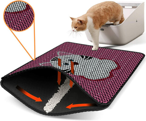 Covoras litiera pentru colectarea granulelor de nisip, Paws & Whiskers, Nrszn0025, 50% PVC/50% poliester, Multicolor