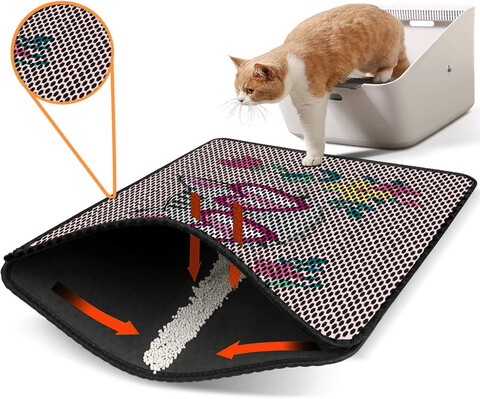 Covoras litiera pentru colectarea granulelor de nisip, Paws & Whiskers, Nrszn0031, 50% PVC/50% poliester, Multicolor