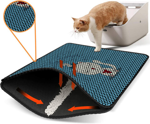 Covoras litiera pentru colectarea granulelor de nisip, Paws & Whiskers, Nrszn0034, 50% PVC/50% poliester, Multicolor