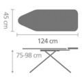 Masa de calcat, Brabantia C, Ice Water, 124x45 cm, 7 pozitii de reglare, cu suport statie de calcat, polipropilena/otel/bumbac