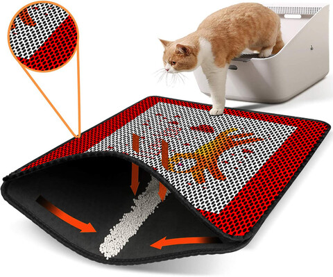 Covoras litiera pentru colectarea granulelor de nisip, Paws & Whiskers, Nrszn0038, 50% PVC/50% poliester, Multicolor