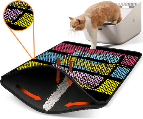 Covoras litiera pentru colectarea granulelor de nisip, Paws & Whiskers, Nrszn0040, 50% PVC/50% poliester, Multicolor