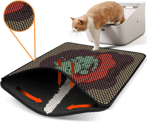 Covoras litiera pentru colectarea granulelor de nisip, Paws & Whiskers, Nrszn0046, 50% PVC/50% poliester, Multicolor