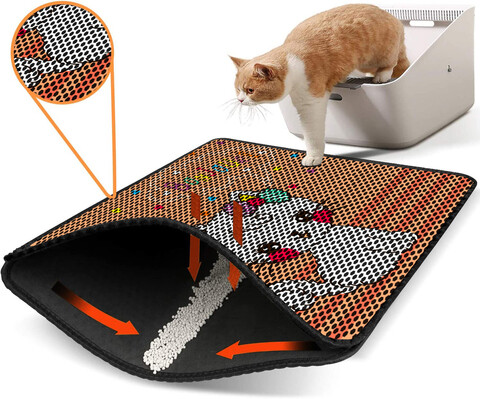 Covoras litiera pentru colectarea granulelor de nisip, Paws & Whiskers, Nrszn0050, 50% PVC/50% poliester, Multicolor