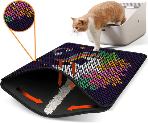 Covoras litiera pentru colectarea granulelor de nisip, Paws & Whiskers, Nrszn0052, 50% PVC/50% poliester, Multicolor