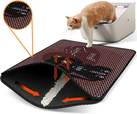 Covoras litiera pentru colectarea granulelor de nisip, Paws & Whiskers, Nrszn0054, 50% PVC/50% poliester, Multicolor