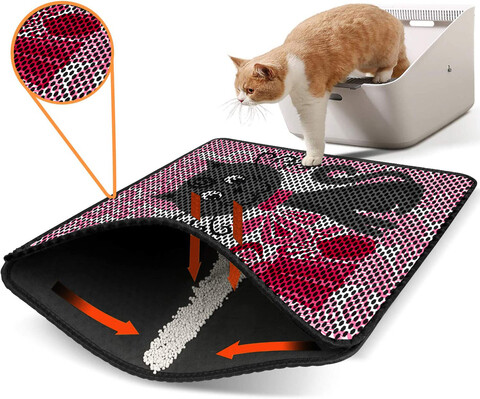 Covoras litiera pentru colectarea granulelor de nisip, Paws & Whiskers, Nrszn0058, 50% PVC/50% poliester, Multicolor