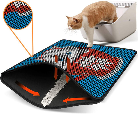 Covoras litiera pentru colectarea granulelor de nisip, Paws & Whiskers, Nrszn0060, 50% PVC/50% poliester, Multicolor