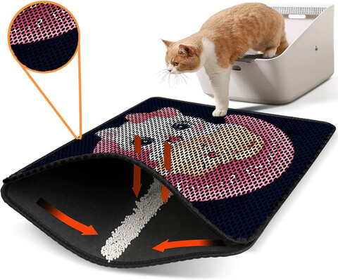 Covoras litiera pentru colectarea granulelor de nisip, Paws & Whiskers, Nrszn0065, 50% PVC/50% poliester, Multicolor