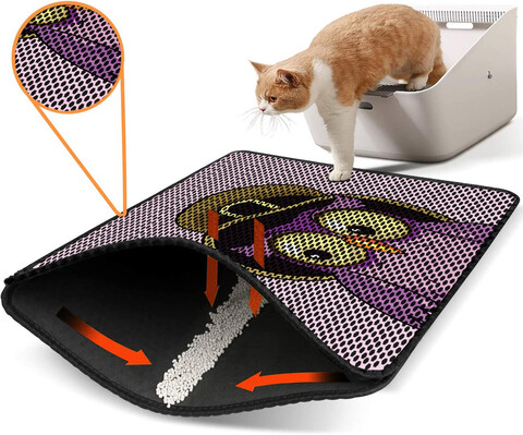 Covoras litiera pentru colectarea granulelor de nisip, Paws & Whiskers, Nrszn0077, 50% PVC/50% poliester, Multicolor