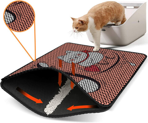 Covoras litiera pentru colectarea granulelor de nisip, Paws & Whiskers, Nrszn0083, 50% PVC/50% poliester, Multicolor