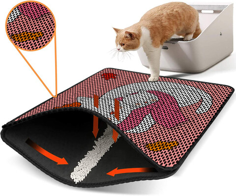 Covoras litiera pentru colectarea granulelor de nisip, Paws & Whiskers, Nrszn0084, 50% PVC/50% poliester, Multicolor